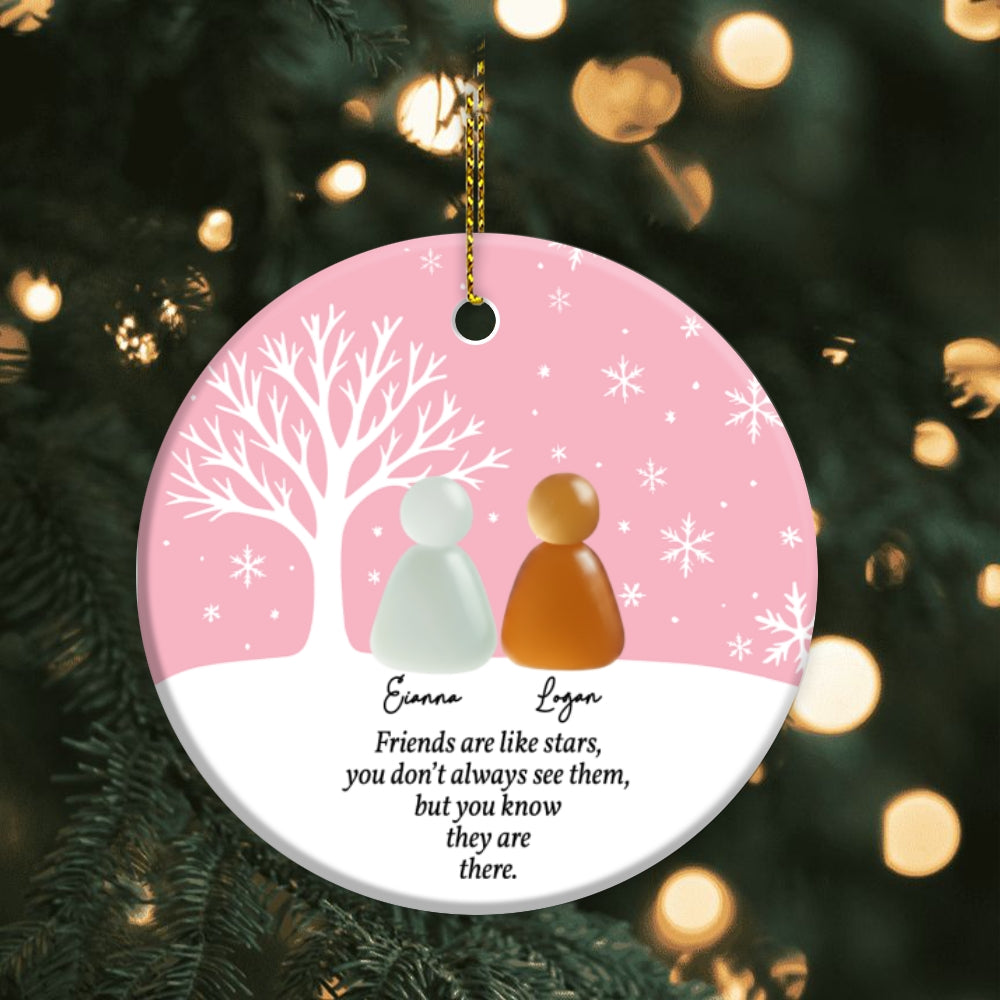Custom Friendship Circle / Heart Ceramic Ornament – Personalized Names & Colors , Thoughtful Gift for Best Friends