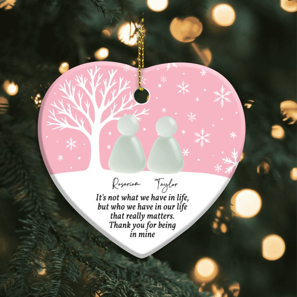 Custom Friendship Circle / Heart Ceramic Ornament – Personalized Names & Colors , Thoughtful Gift for Best Friends