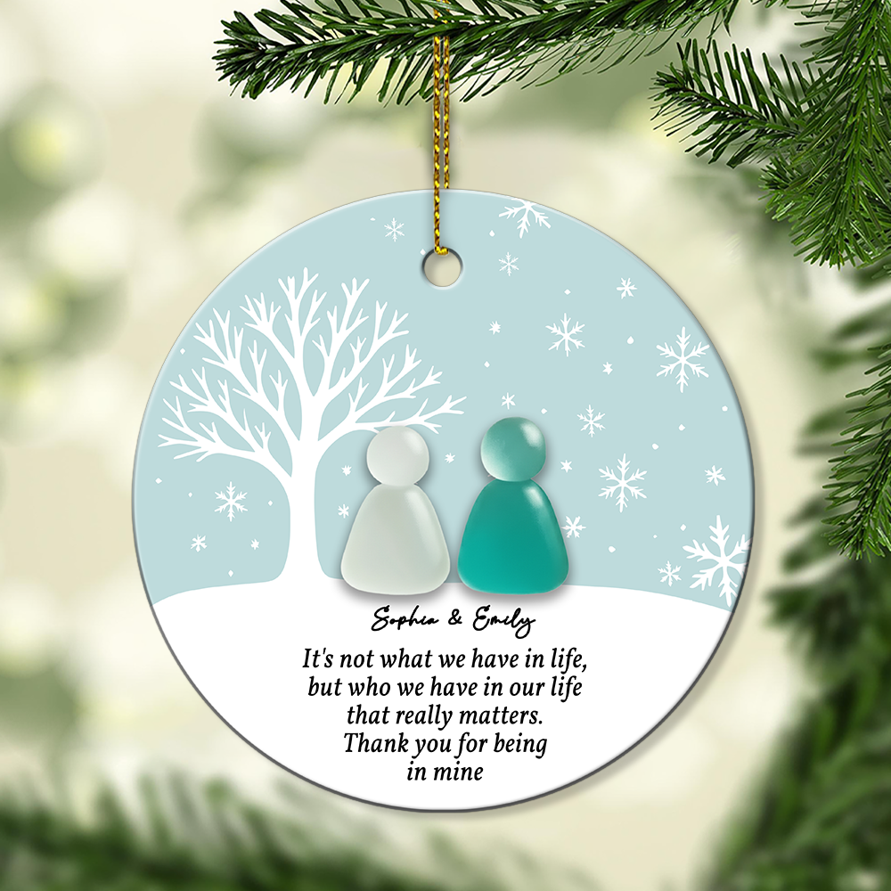 Custom Friendship Circle / Heart Ceramic Ornament – Personalized Names & Colors , Thoughtful Gift for Best Friends