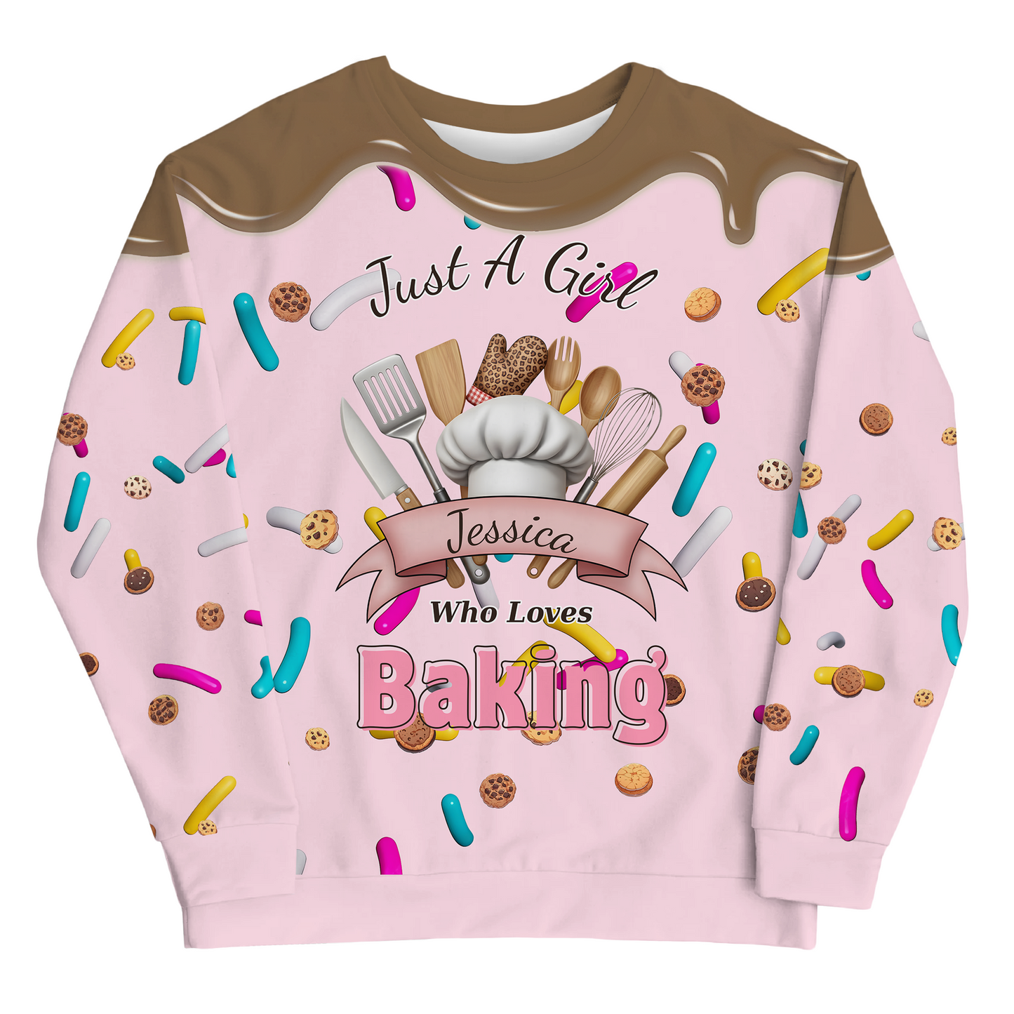 Custom Baking Lover Sweatshirt – Personalized “Just A Girl Who Loves Baking” Sweater with Name