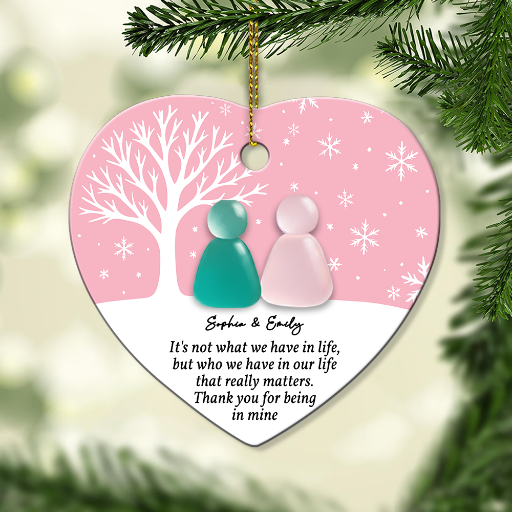 Custom Friendship Circle / Heart Ceramic Ornament – Personalized Names & Colors , Thoughtful Gift for Best Friends