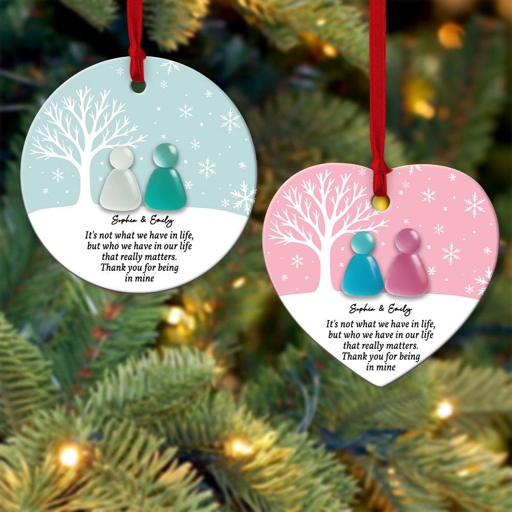 Custom Friendship Circle / Heart Ceramic Ornament – Personalized Names & Colors , Thoughtful Gift for Best Friends