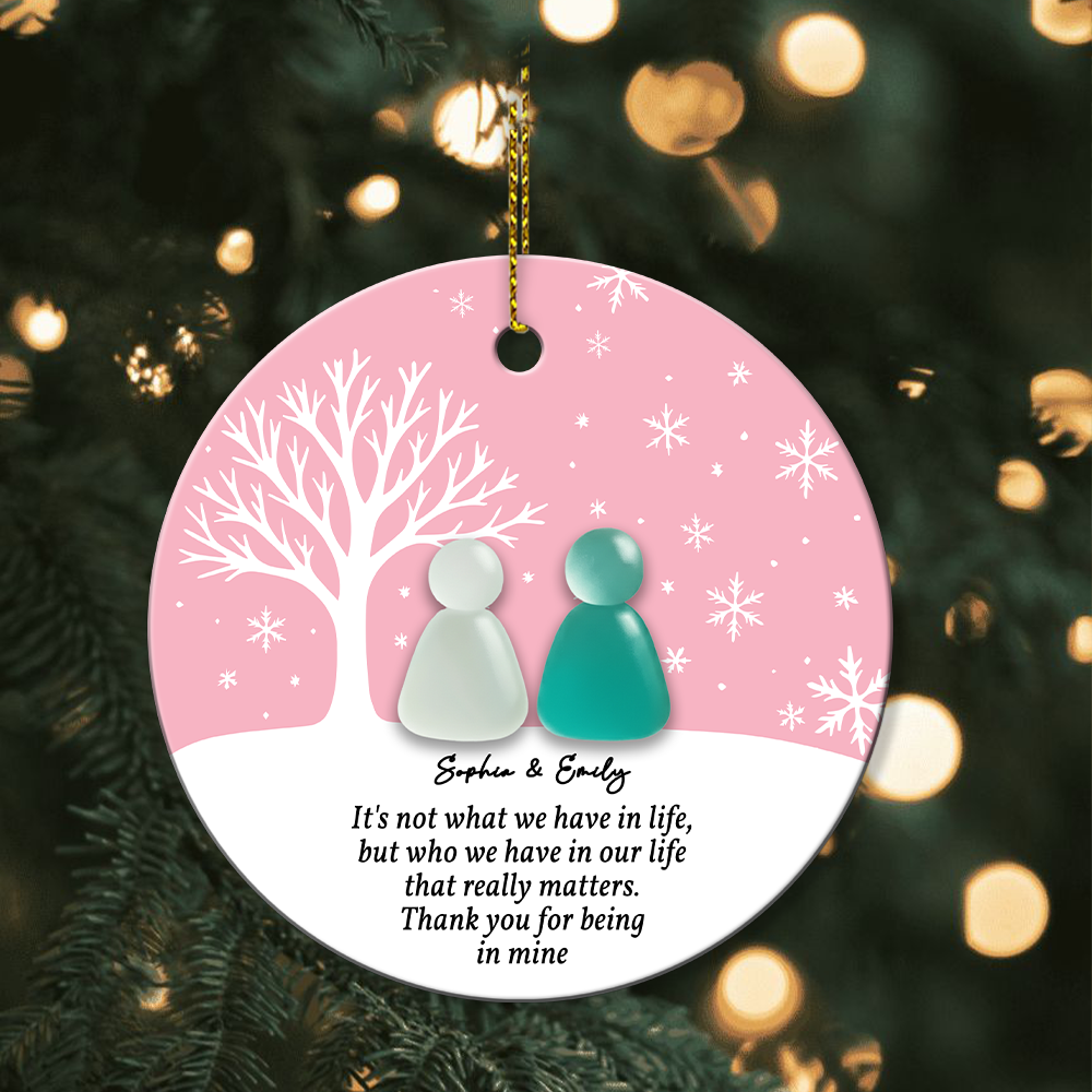 Custom Friendship Circle / Heart Ceramic Ornament – Personalized Names & Colors , Thoughtful Gift for Best Friends