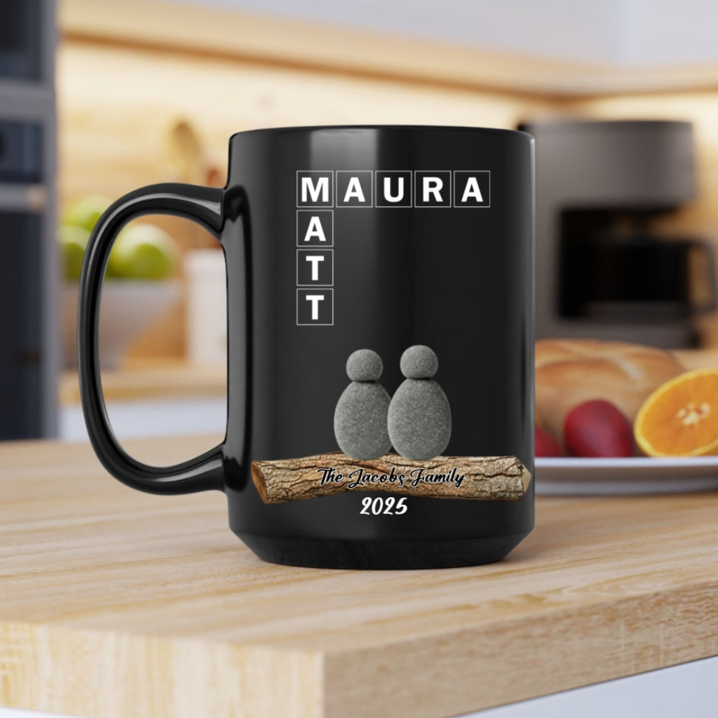 Custom Pebble Ceramic Mug – Handcrafted Ceramic Gift for Couples & Families