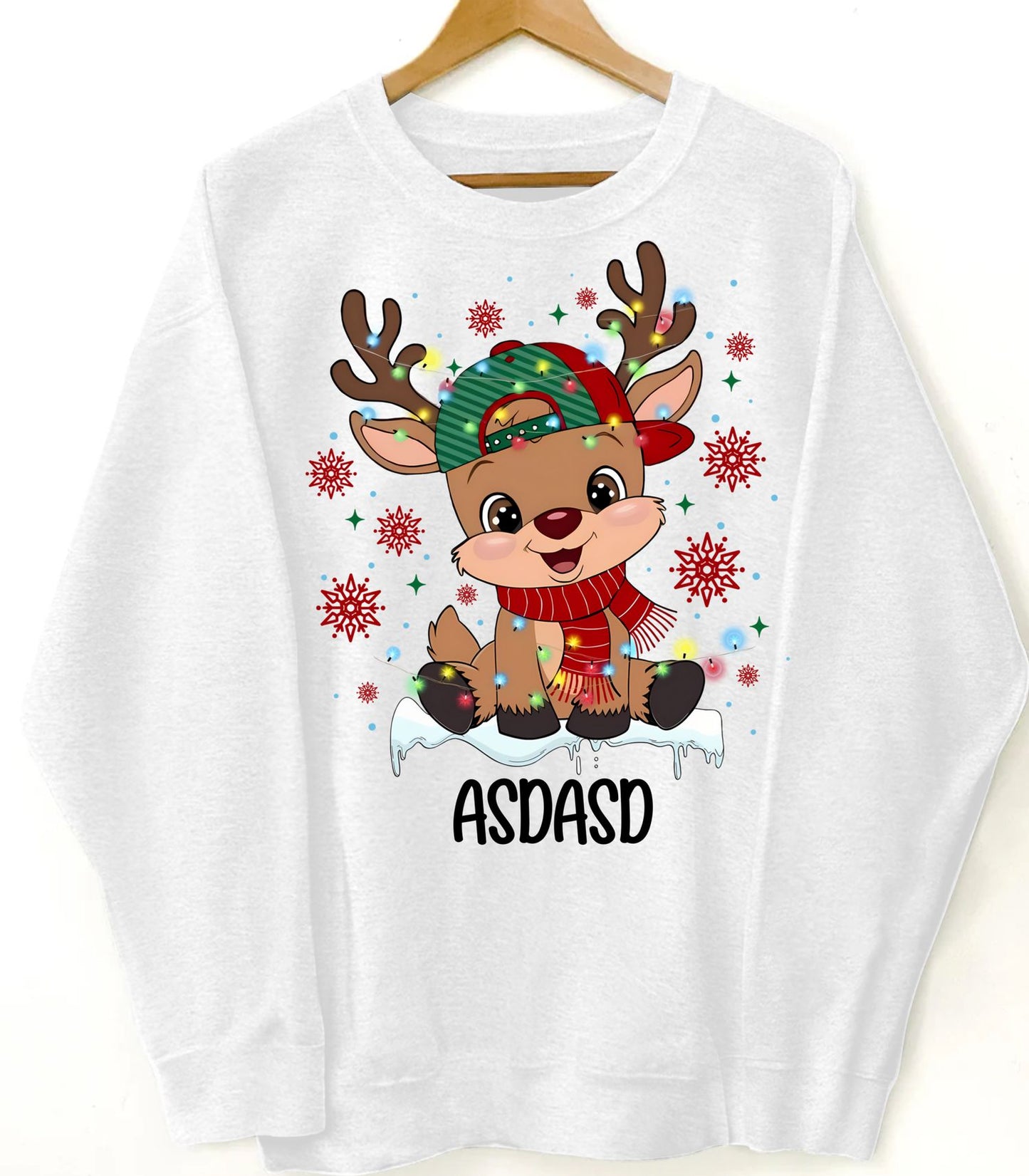 Christmas Boy & Girl with Bow or Cap - Personalized Sweatshirt with Reindeer