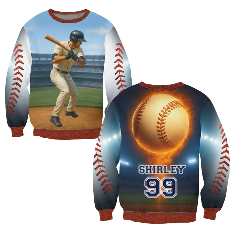Custom Baseball Sweatshirt – Personalized Player Name & Number 3D Stadium Design