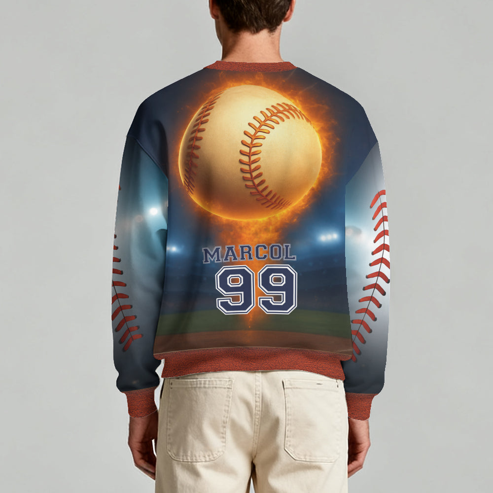 Custom Baseball Sweatshirt – Personalized Player Name & Number 3D Stadium Design