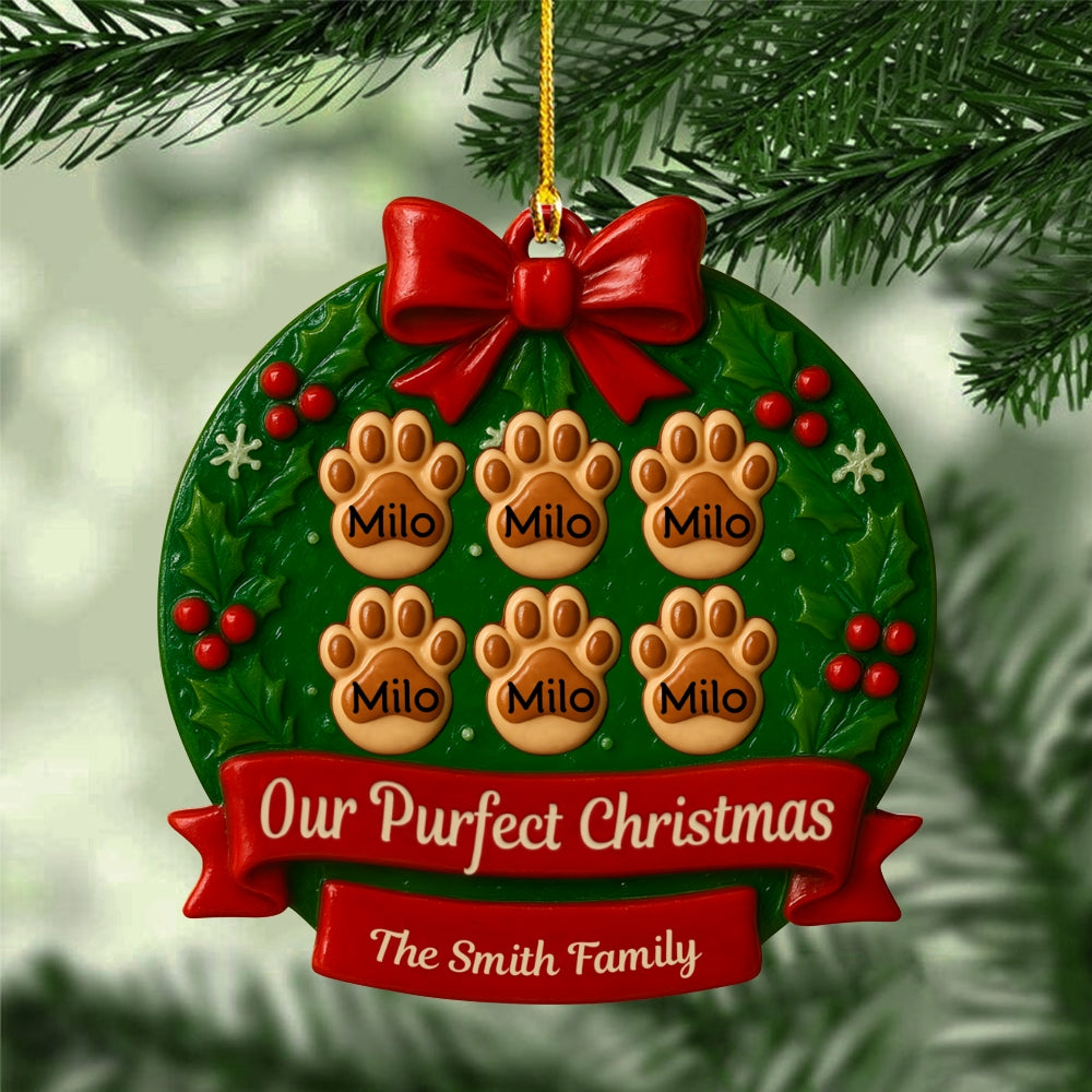 Custom 3D Resin Ornament – Personalized Pet Paw Print Christmas Tree Decoration Family Keepsak