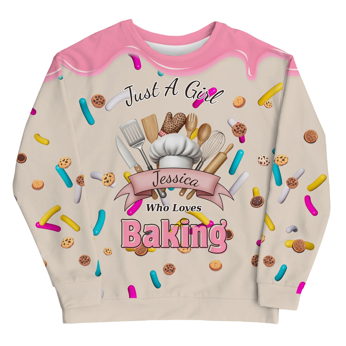 Custom Baking Lover Sweatshirt – Personalized “Just A Girl Who Loves Baking” Sweater with Name