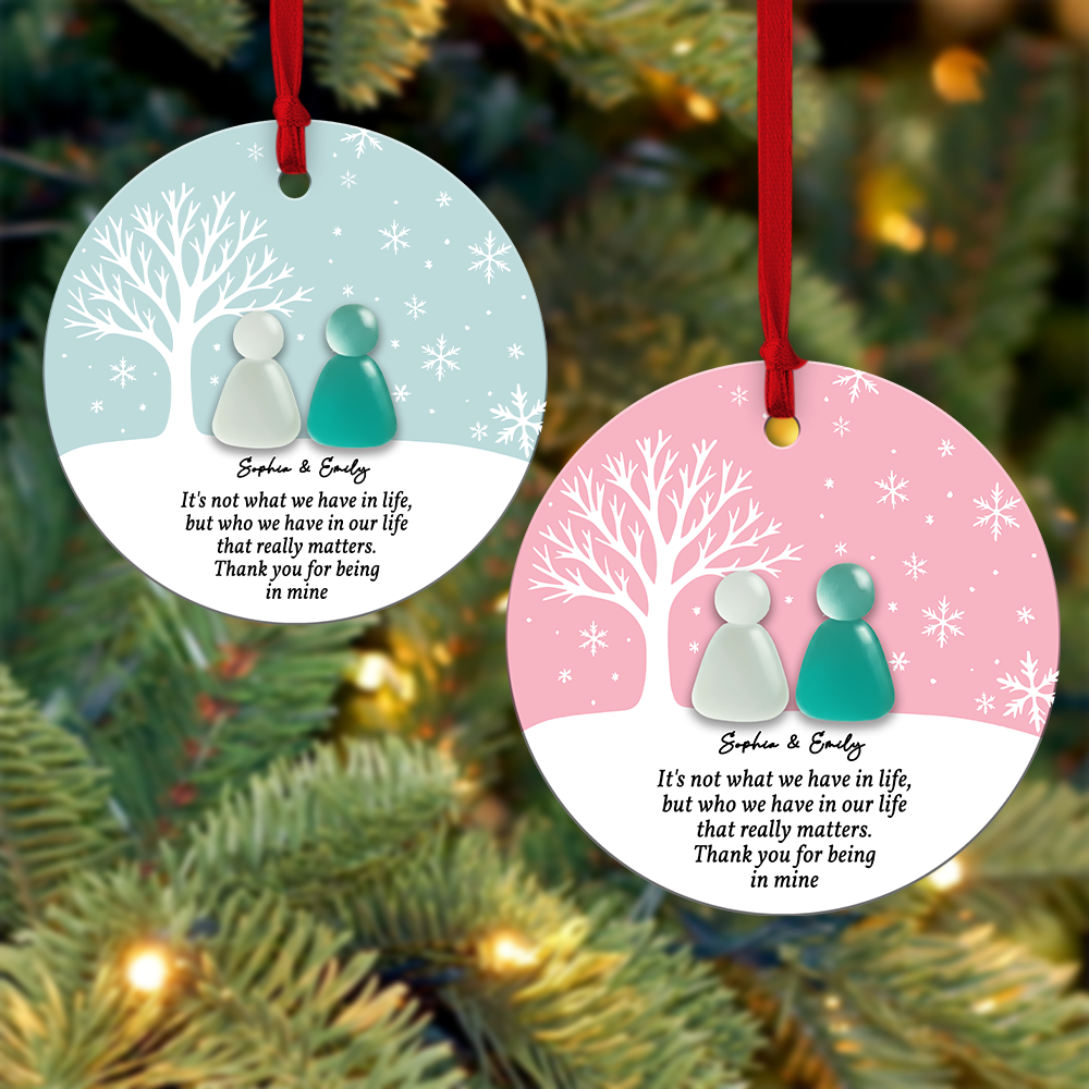 Custom Friendship Circle / Heart Ceramic Ornament – Personalized Names & Colors , Thoughtful Gift for Best Friends