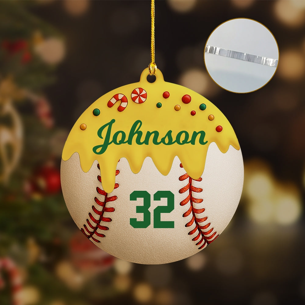 Custom Acrylic Baseball Ornament - Personalized Christmas Gift Decoration for Baseball Players & Fans