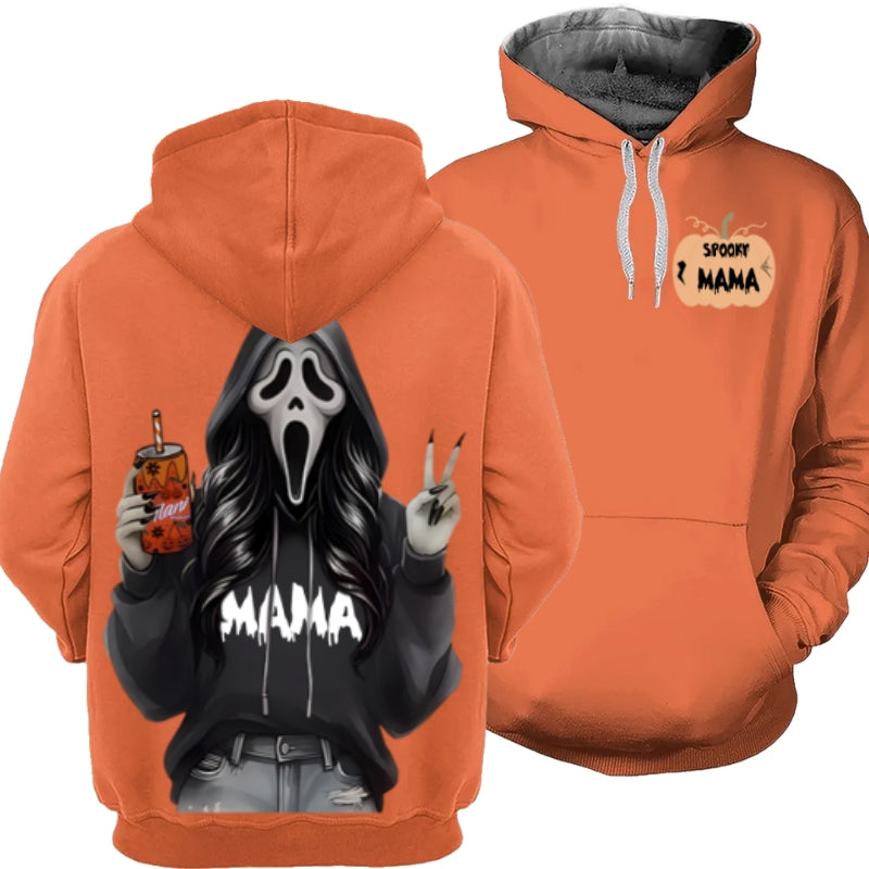 Custom Spooky Hoodie – Personalized Halloween Ghost Face Hoodie with Custom Name