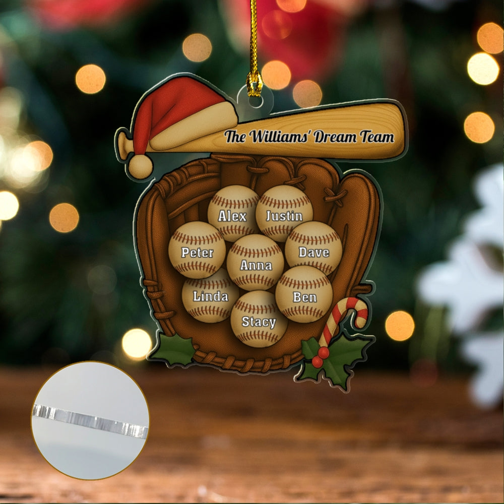 Custom Baseball Family Glove Ornament – Personalized Gift for Baseball Lovers, Unique Sports Keepsake for Families