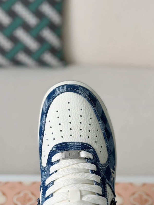 LV x Nike Air Force 1 by Virgil Abloh Blue & White Denim Monogram