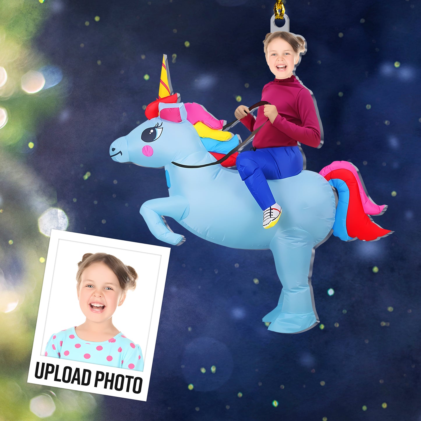 Custom Kid Face Unicorn Ornament – Unique Personalized Acrylic Photo Gift