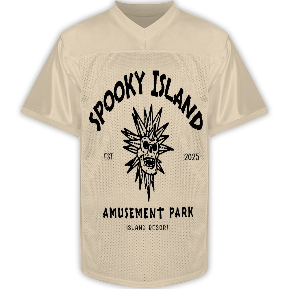 Custom Spooky Island Football Jersey – Personalized Year Amusement Park Mesh Shirt