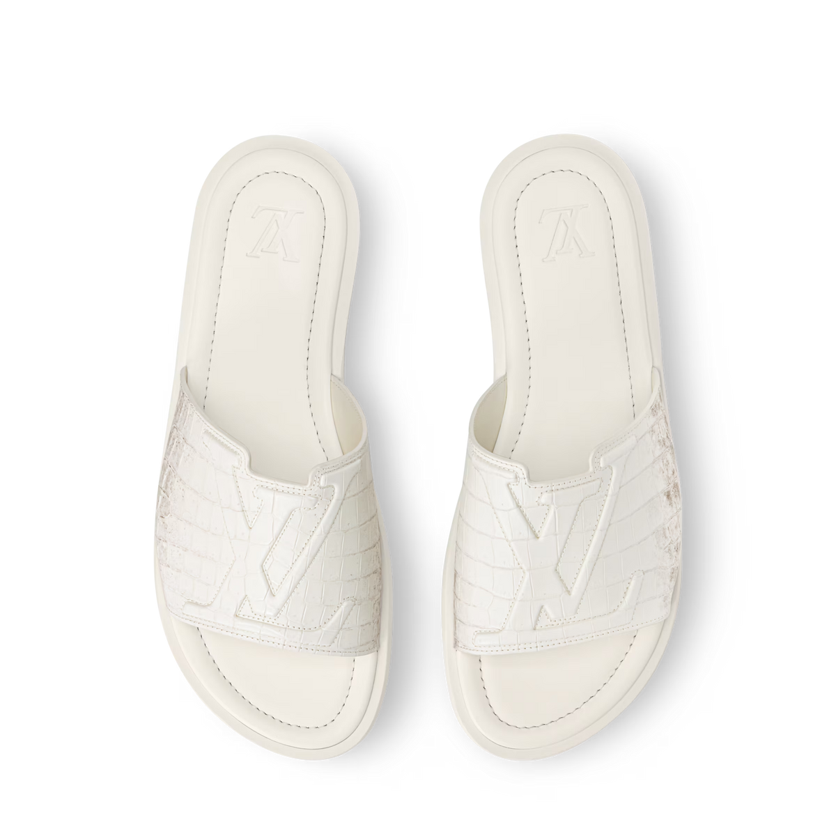 LV Portofino Mule White crocodile skin