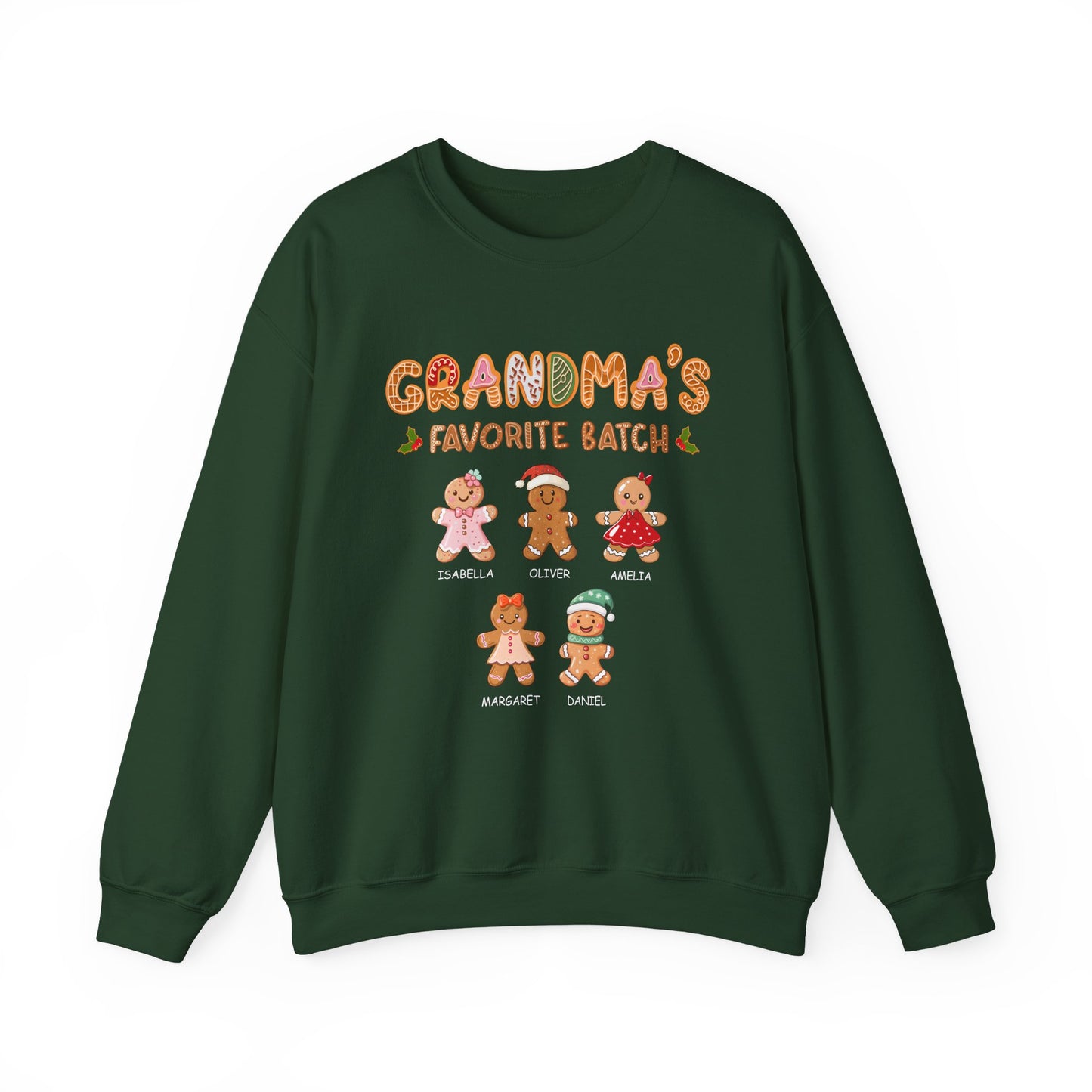 Grandma’s Favorite Batch Sweater – Personalized Gingerbread Family Christmas Custom Gift