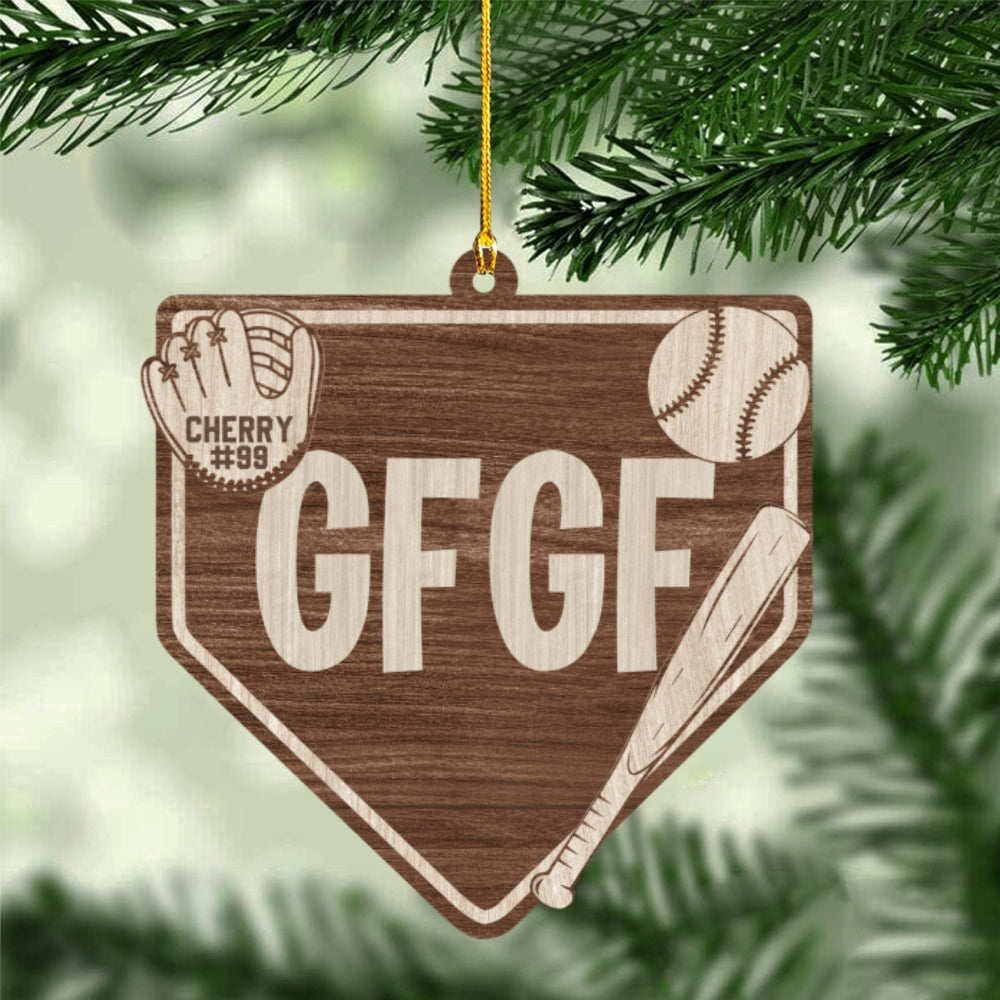 Custom Baseball Home Plate Ornament – Personalized Name, Number & Background ,Wooden & Acrylic Sports Keepsake Gift