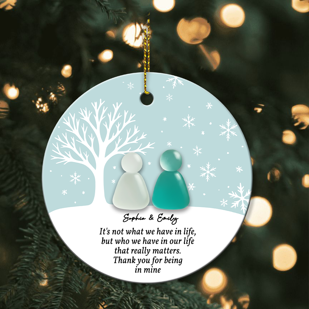 Custom Friendship Circle / Heart Ceramic Ornament – Personalized Names & Colors , Thoughtful Gift for Best Friends