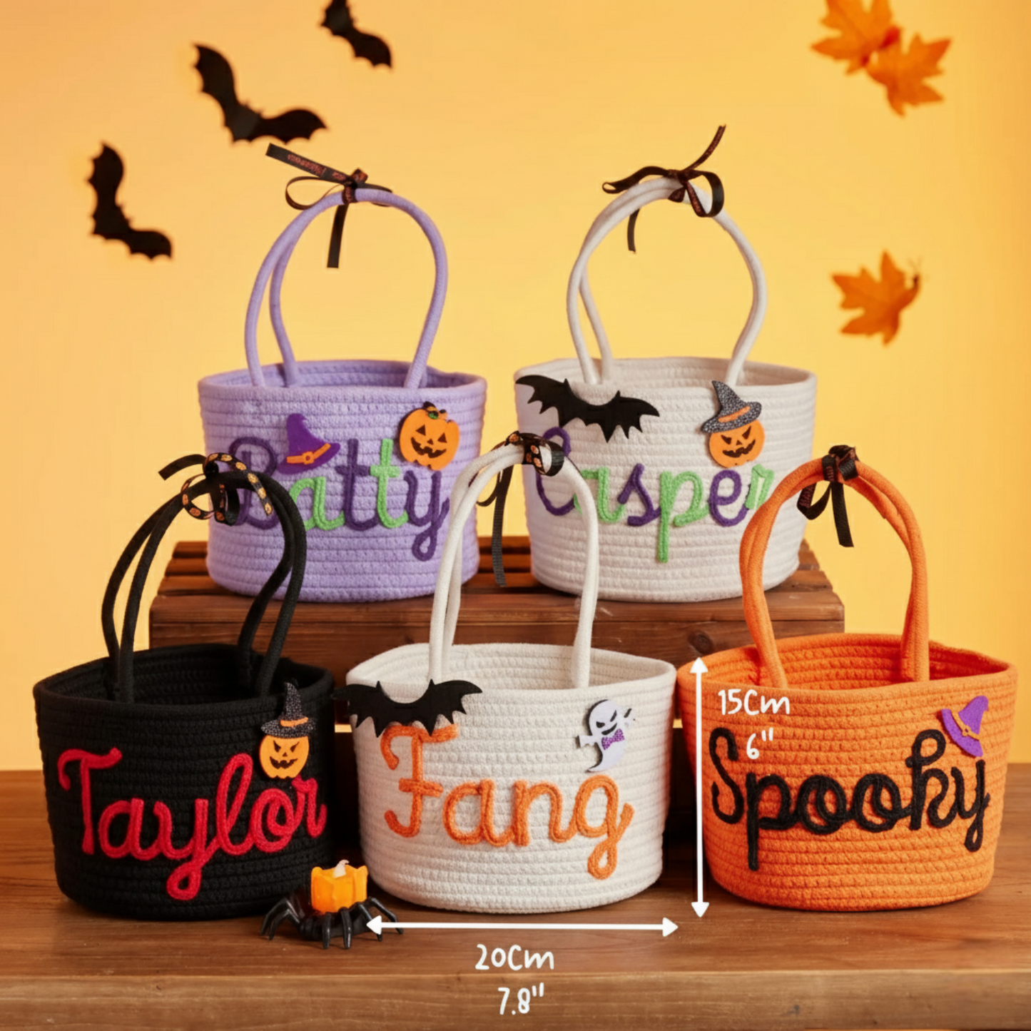 Custom Halloween Treat Bag with Name β Personalized Trick or Treat Basket | Customizable Candy Tote for Kids | Halloween Basket for Boys & Girl | Perfect Gift for Trick or Treating