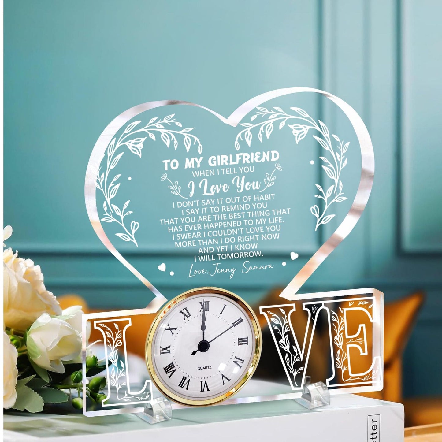 Meaningful Love Message Anniversary Gift - Personalized Acrylic Desk Clock