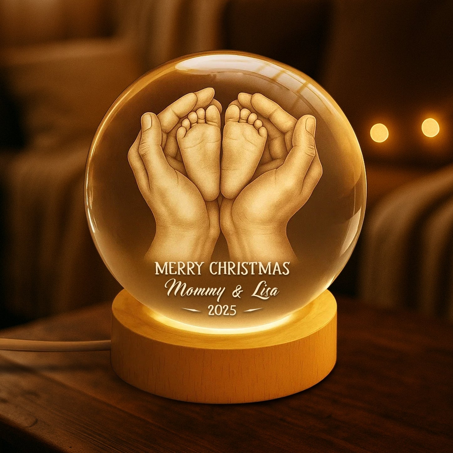 Round Luminous Crystal Night Light - Personalized Custom Photo Gift