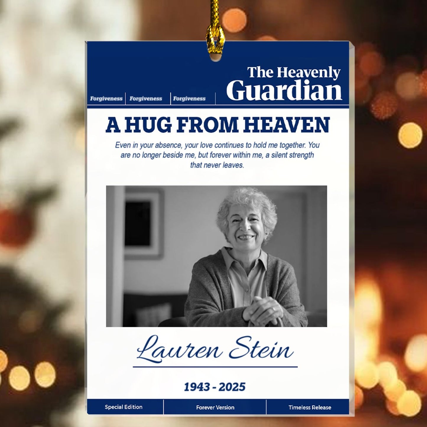 Custom “A Hug From Heaven” Ornament – Personalized Photo, Name & Years, Loving Memory Keepsake for Lost Loved Ones