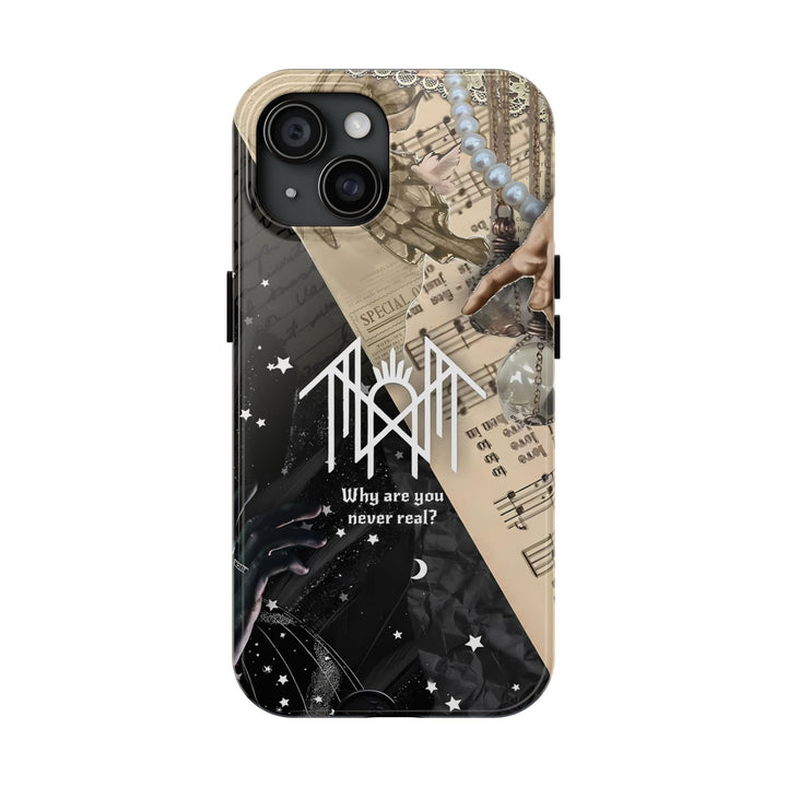 Why Are You Never Real Phone Case – Vintage Collage Aesthetic Cover for iPhone 11 12 13 14 15 16 Pro Max, Emotional Gothic Design
