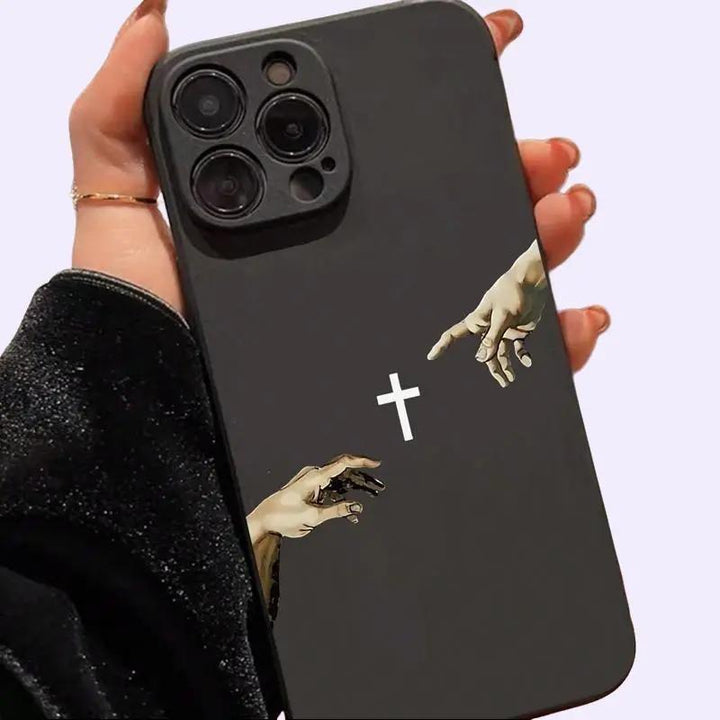 New Creative Jesus Christ Cross Pattern Anti-drop Protective Christian pattern Phone Case shockproof For iPhone X 11 12 13 14 15 16 Pro Max Plus Gift for Her, Him