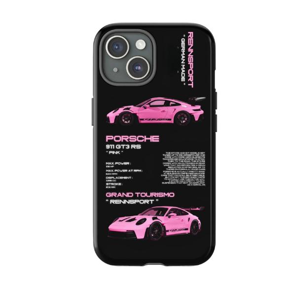 Porsche 911 GT3 Pink Silver Cars Couple Tough Phone Case, For iPhone X 11 12 13 14 15 16 Pro Max Plus Samsung Galaxy s24.99 s24 s23 s22 Perfect Dad Gift