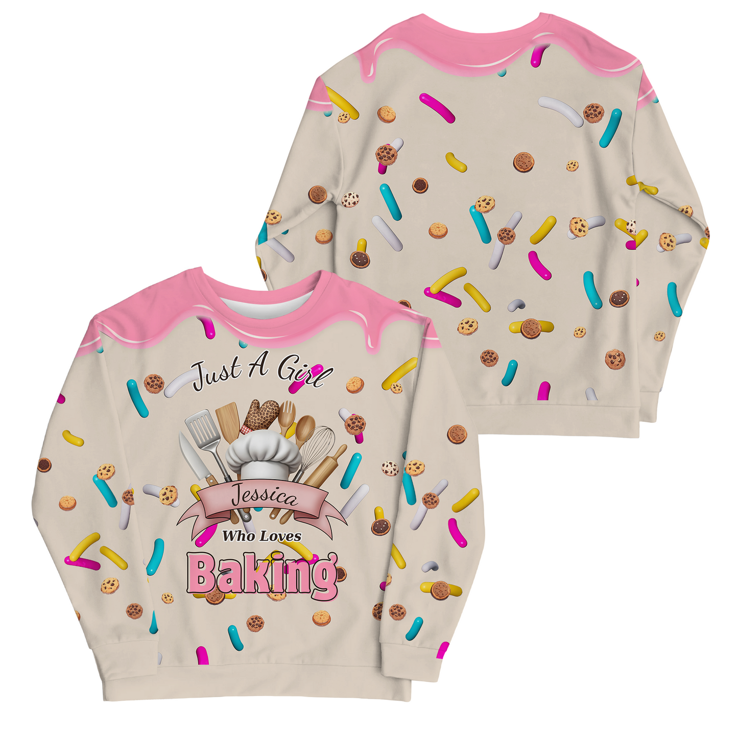Custom Baking Lover Sweatshirt – Personalized “Just A Girl Who Loves Baking” Sweater with Name