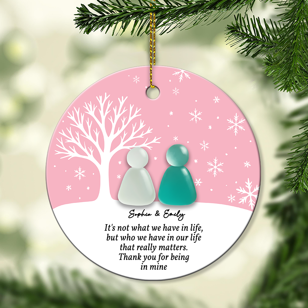 Custom Friendship Circle / Heart Ceramic Ornament –  Personalized Names & Colors , Thoughtful Gift for Best Friends