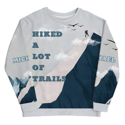 Hiking Mountain Trails 3D Sweatshirt – Personalized Custom Name Outdoor Adventure Gift