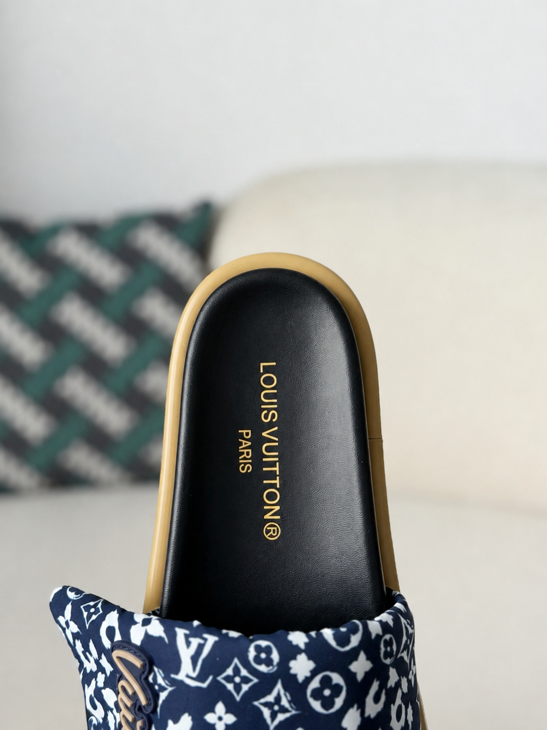 LV Pool Pillow Flat Comfort Mule Blue