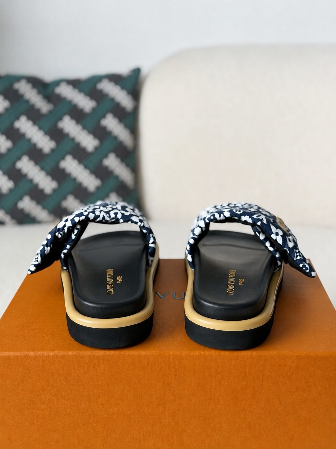 LV Pool Pillow Flat Comfort Mule Blue