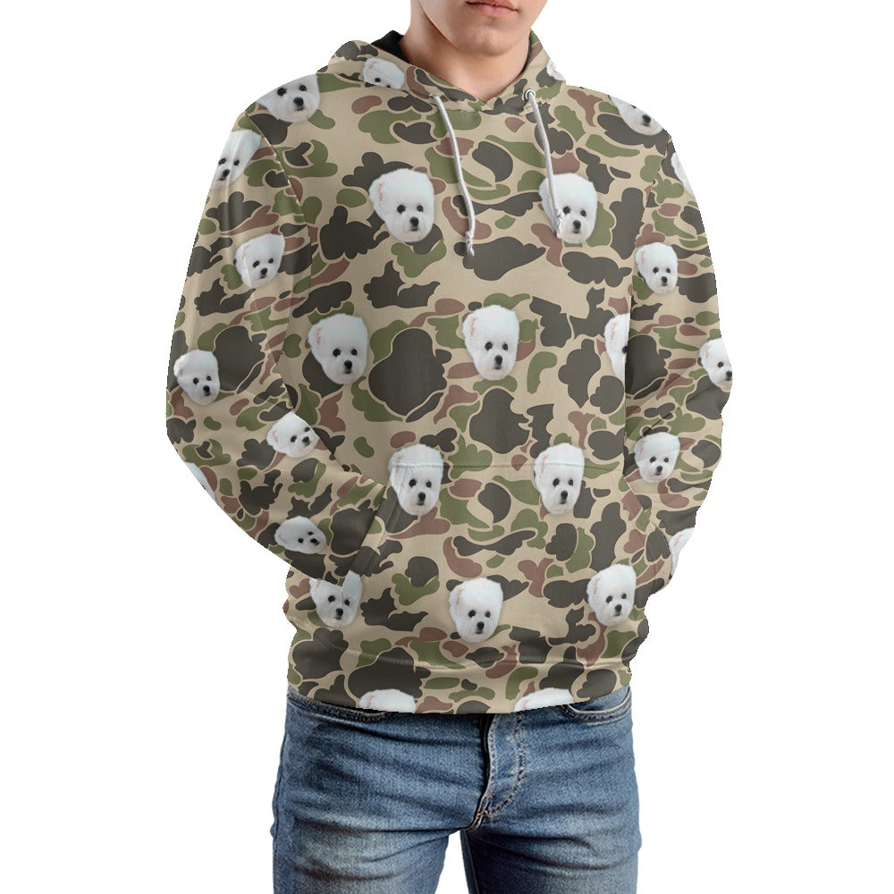 Custom Dog Face Camo Hoodies – Personalized Cute Pet Lover Streetwear in Multiple Colors