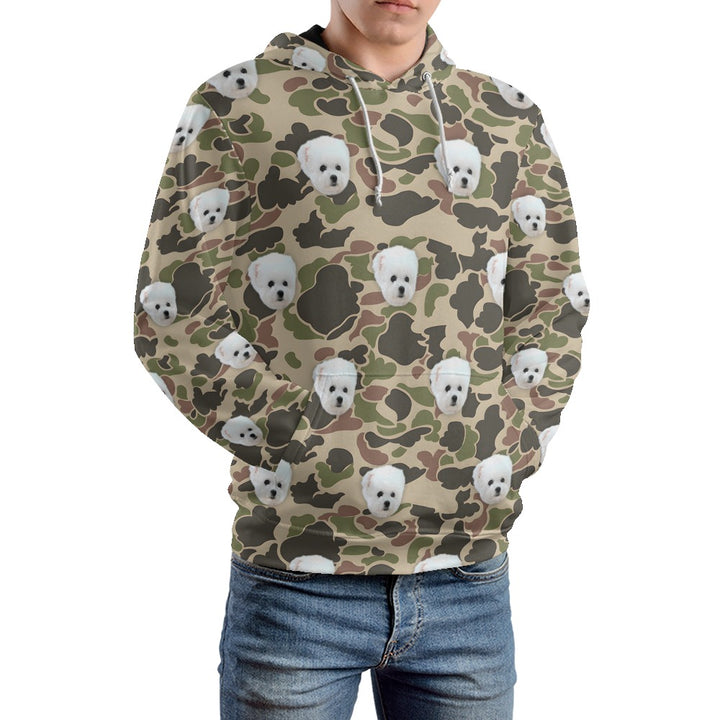 Custom Dog Face Camo Hoodies – Personalized Cute Pet Lover Streetwear in Multiple Colors
