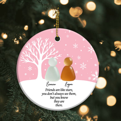 Custom Friendship Circle / Heart Ceramic Ornament –  Personalized Names & Colors , Thoughtful Gift for Best Friends