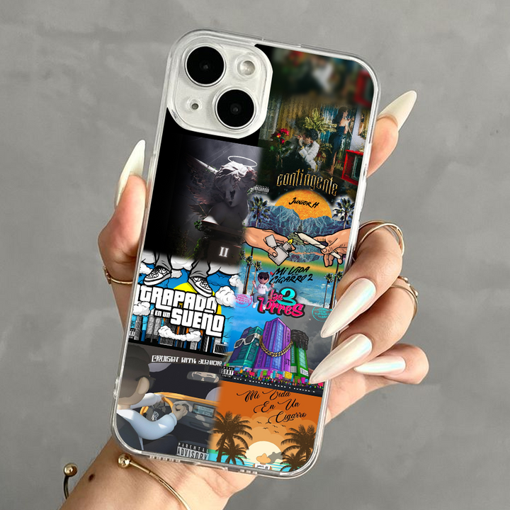 Latino Street Art Album Collage Phone Case, Urban Trap Music Style Cover Compatible with iPhone 11 12 13 14 15 16 Pro Max