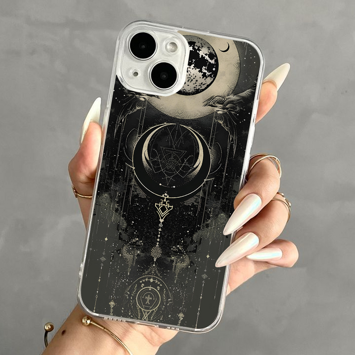 Celestial Moon Magic Phone Case – Occult-Inspired Witchy Cover for iPhone 11 12 13 14 15 16 Pro Max, Mystical Goth Aesthetic