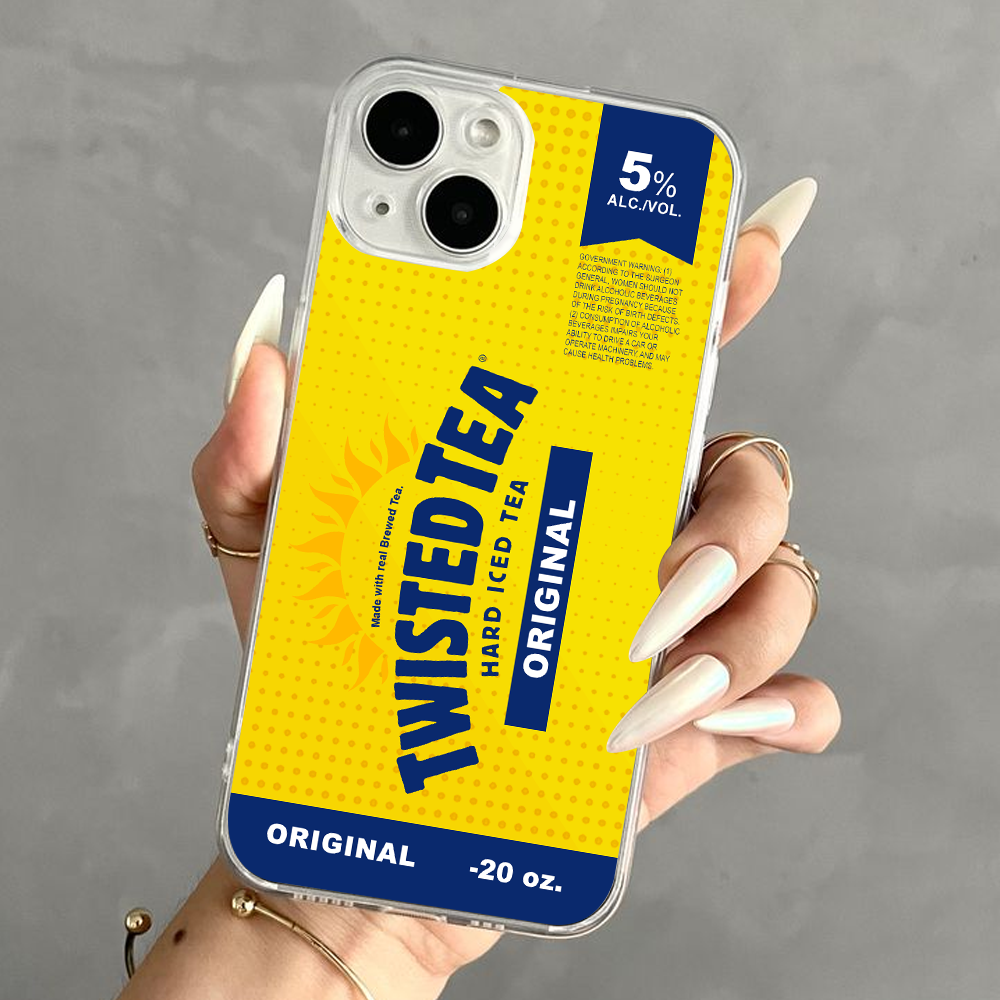 Yellow Beverage Label Phone Case iPhone X 11 12 13 14 15 16 Pro Max Plus Samsung S22 S23 S24 S24.99 Ultra Plus
