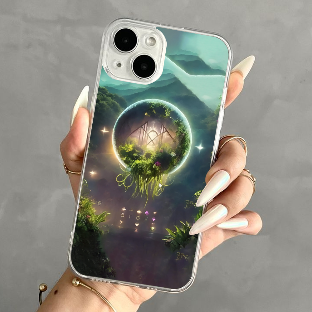 Fantasy Portal Floating World Phone Case – Surreal Forest Dreamscape Design Cover for iPhone 11 12 13 14 15 16 Pro Max, Mystical Nature Aesthetic