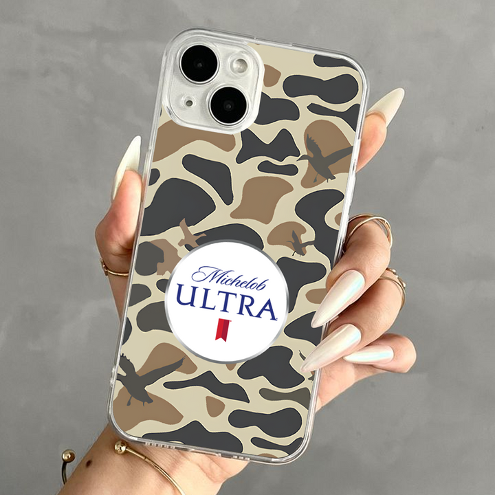 Michelob Ultra Camo Phone Case – Dark Meme Aesthetic Horror Cover for iPhone 11 12 13 14 15 16 Pro Max Samsung S22 S23 S24 S24.99 Ultra Plus