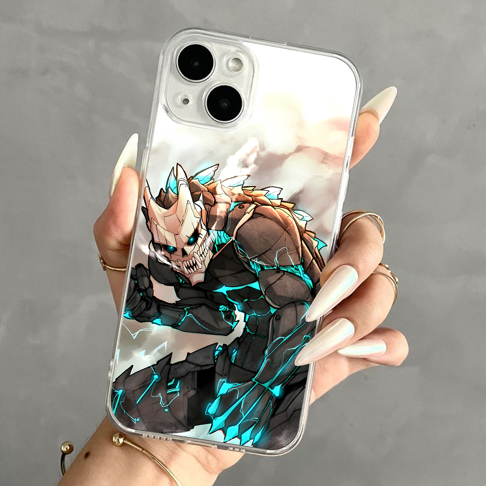 Anime Demon Warrior Phone Case, Blue Lightning Skeleton Armor Design for iPhone 12 13 14 15 Pro Max