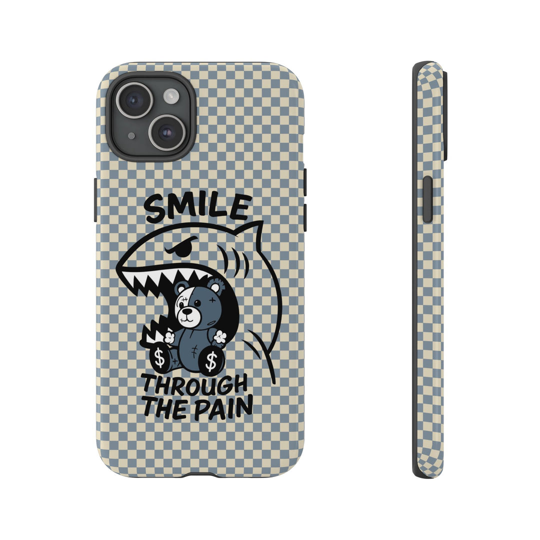 "Smile Through the Pain Shark Bear Phone Case – Compatible with iPhone 11 12 13 14 15 16 Pro Max & Samsung Galaxy Models"