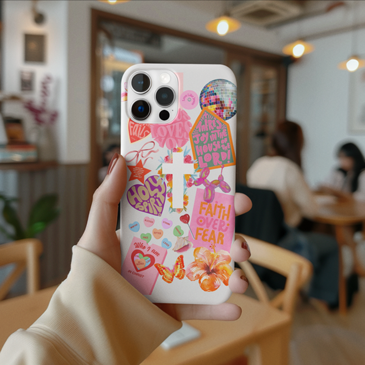 Faith Over Fear Christian Aesthetic Phone Case – Colorful Spiritual Stickers for iPhone 12 13 14 15 16 Pro Max & Samsung S22 S23 S24 Ultra