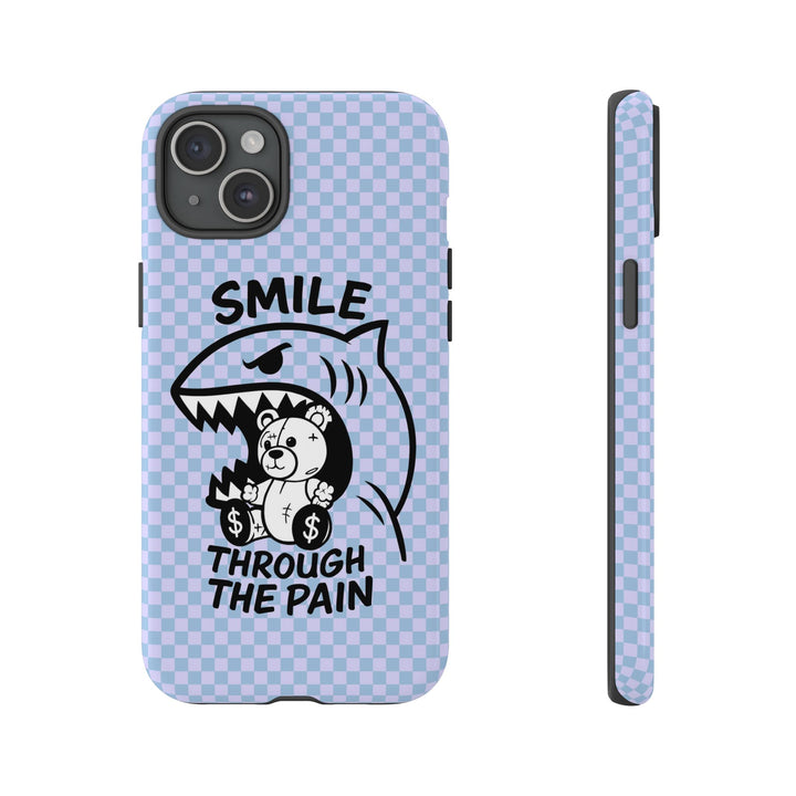 "Smile Through the Pain Shark Bear Phone Case – Compatible with iPhone 11 12 13 14 15 16 Pro Max & Samsung Galaxy Models"
