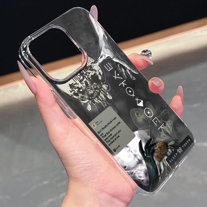 Sleep Token Lyrics Phone Case – Moody Gray Art Collage with Song Quote for iPhone  11 12 13 14 15 16 Pro Max, Sadcore Style