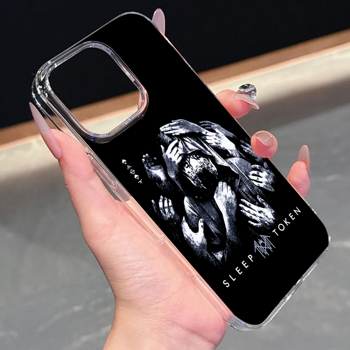Dark Aesthetic Phone Case – Surreal Gothic Design with Hands & Masked Figure with iPhone 11 12 13 14 15 16 Pro Max